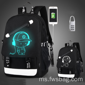 Ineo Kids Luminous Kids Trolley Bag dengan Beg Sekolah Menengah Roda untuk Logo Kustom Kapal